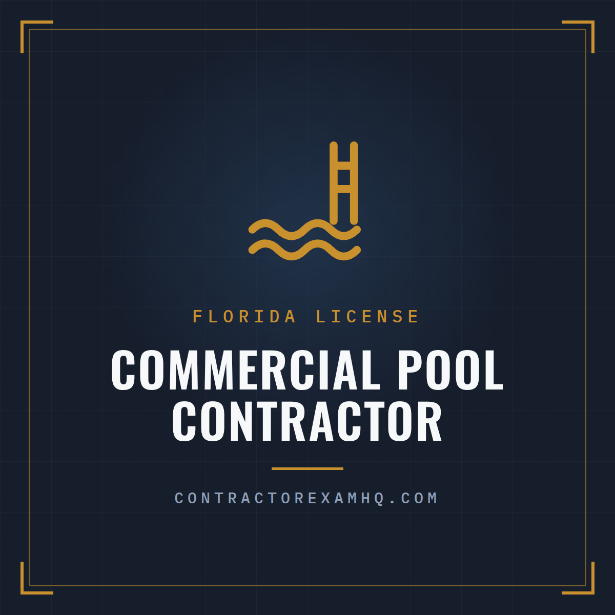 Florida Commercial Pool Contractor license collection, tabbed reference book sets, courses, and services from ContractorExamHQ