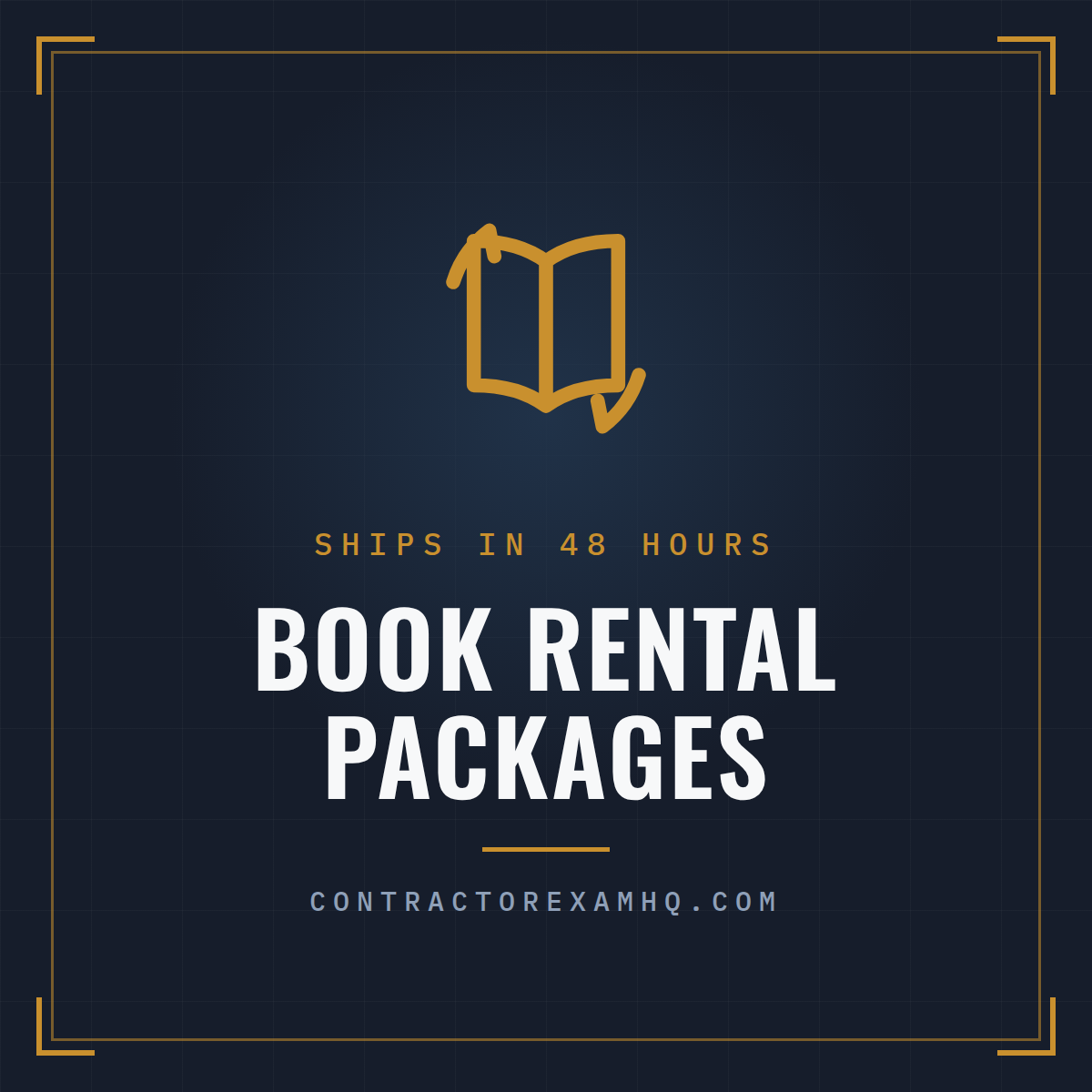 Contractor exam book rental packages with refundable deposit, current approved edition at time of order
