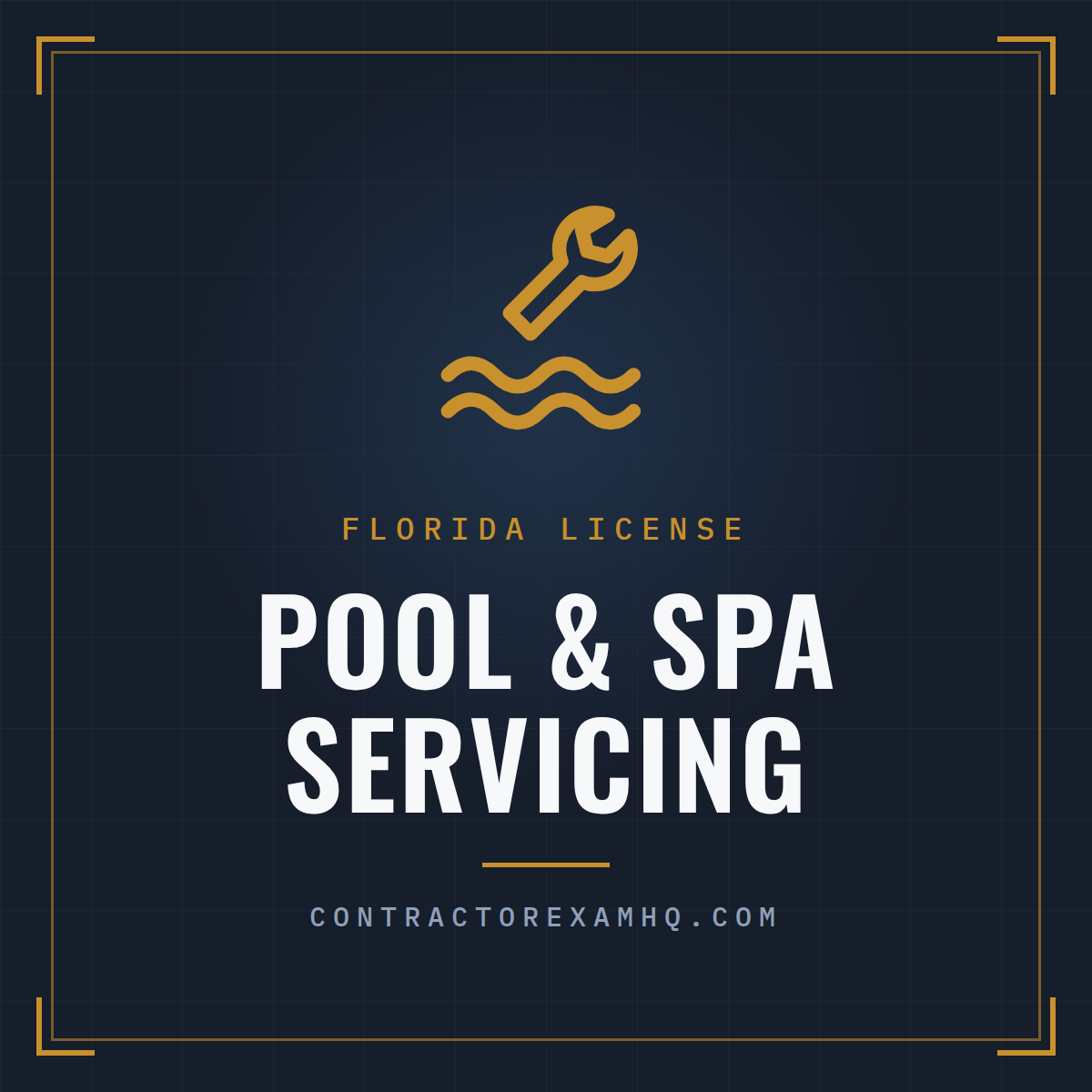 Florida Pool and Spa Servicing Contractor license collection, tabbed reference book sets, courses, and services from ContractorExamHQ