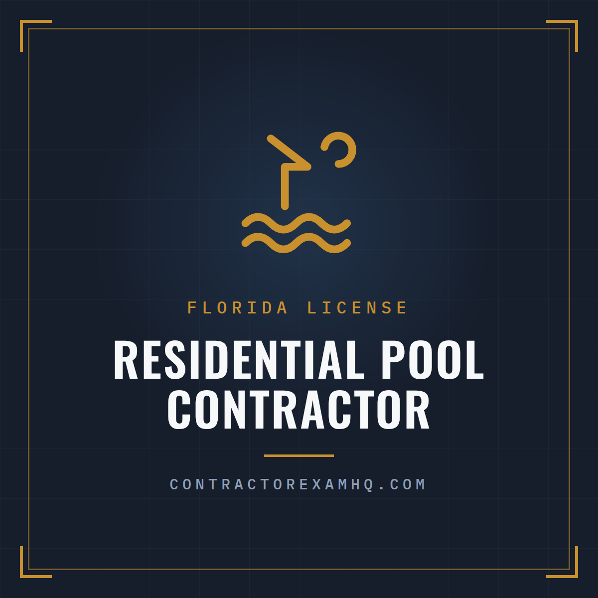 Florida Residential Pool Contractor license collection, tabbed reference book sets, courses, and services from ContractorExamHQ