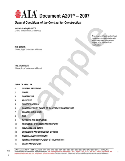 AIA A201 General Conditions of the Contract for Construction
