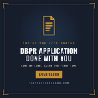 Inside The License Accelerator, DBPR application done with you, 950 dollar value