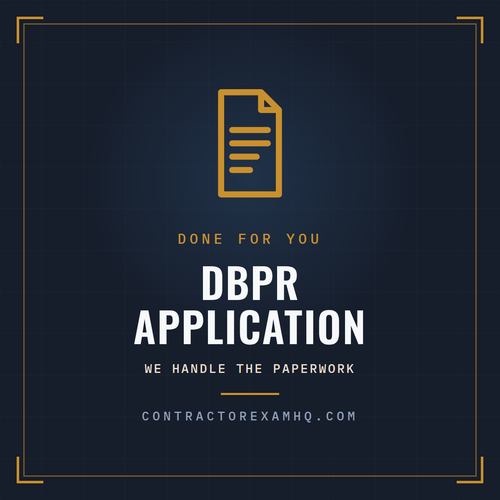 Florida DBPR contractor license application service, done for you, from ContractorExamHQ