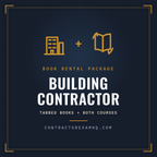 Florida Building Contractor book rental package, tabbed and highlighted books plus both courses, refundable deposit, current approved edition at time of order, ships in 48 hours