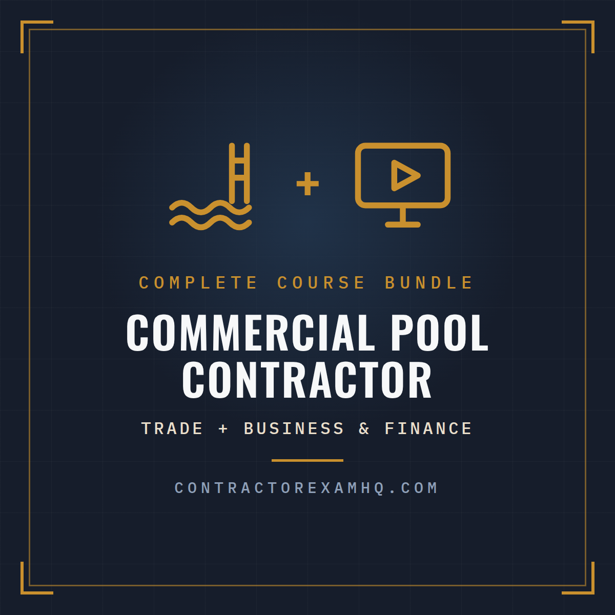 Florida Commercial Pool Contractor complete exam prep course bundle, trade plus business and finance, instant online access