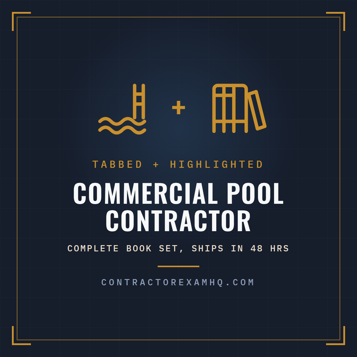 Florida Commercial Pool Contractor complete book set, tabbed and highlighted, current approved edition at time of order, ships in 48 hours
