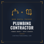 Florida Plumbing Contractor book rental package, tabbed and highlighted books plus both courses, refundable deposit, current approved edition at time of order, ships in 48 hours