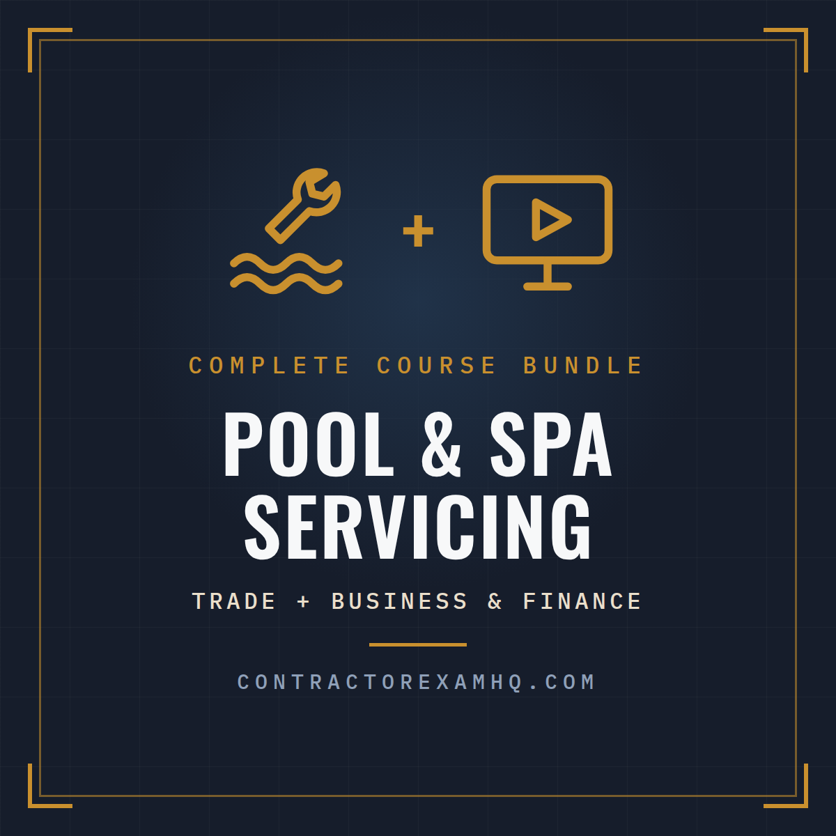 Florida Pool and Spa Servicing complete exam prep course bundle, trade plus business and finance, instant online access