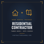 Florida Residential Contractor book rental package, tabbed and highlighted books plus both courses, refundable deposit, current approved edition at time of order, ships in 48 hours