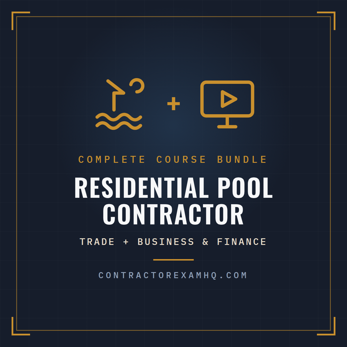 Florida Residential Pool Contractor complete exam prep course bundle, trade plus business and finance, instant online access