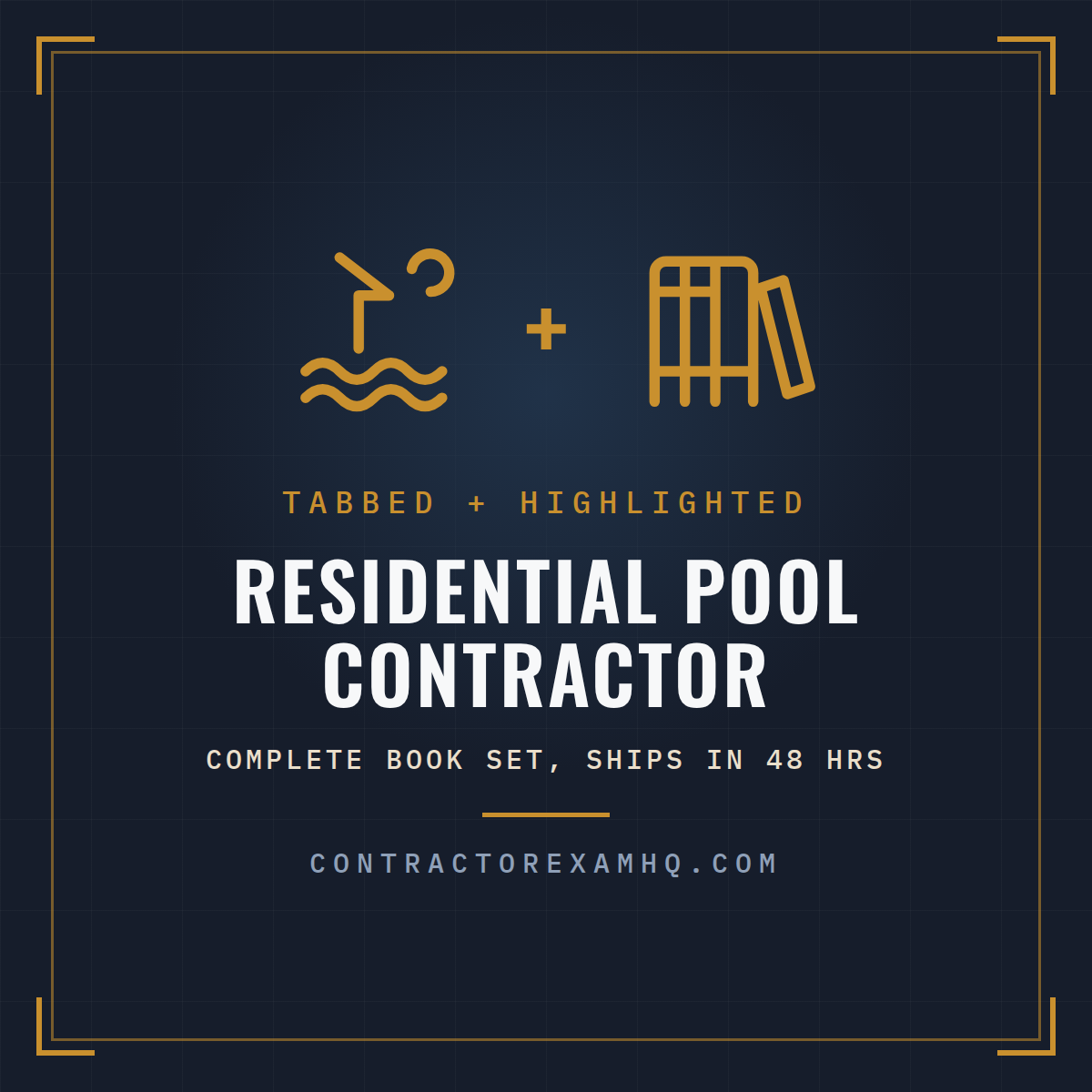 Florida Residential Pool Contractor complete book set, tabbed and highlighted, current approved edition at time of order, ships in 48 hours