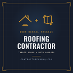 Florida Roofing Contractor book rental package, tabbed and highlighted books plus both courses, refundable deposit, current approved edition at time of order, ships in 48 hours