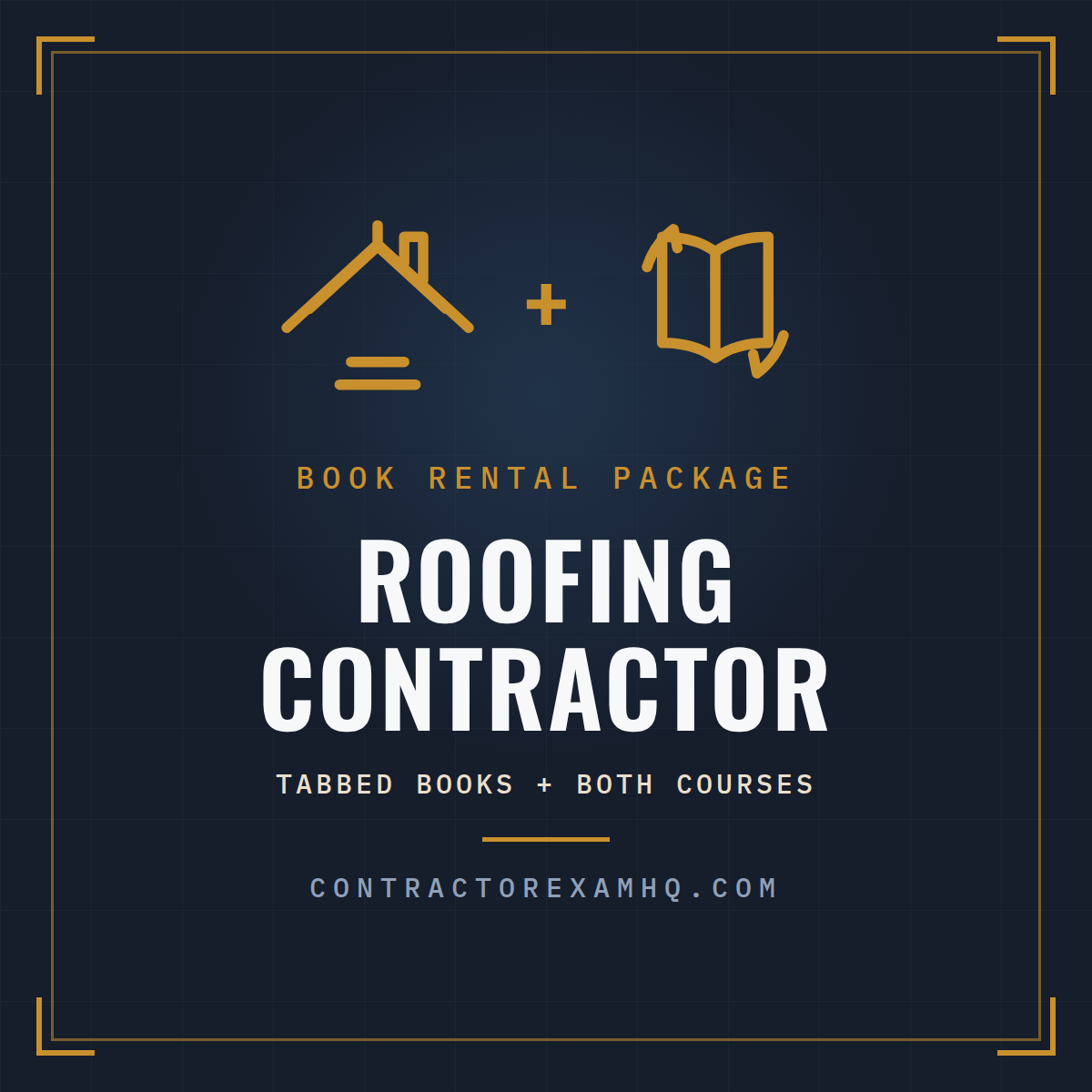 Florida Roofing Contractor book rental package, tabbed and highlighted books plus both courses, refundable deposit, current approved edition at time of order, ships in 48 hours