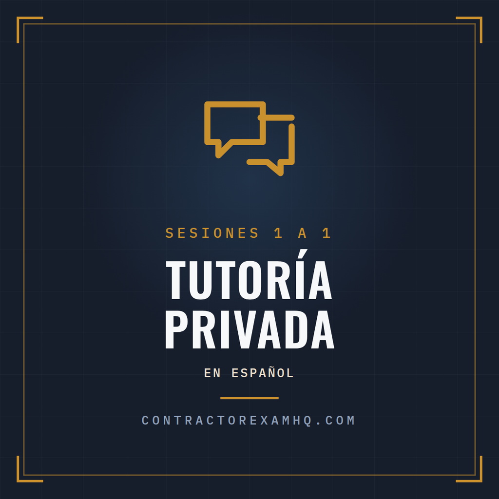 Tutoria privada de examen de contratista en espanol, sesiones 1 a 1, de ContractorExamHQ